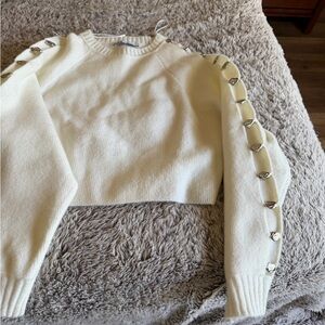 Zara Cream Sweater with Silver Button Accents